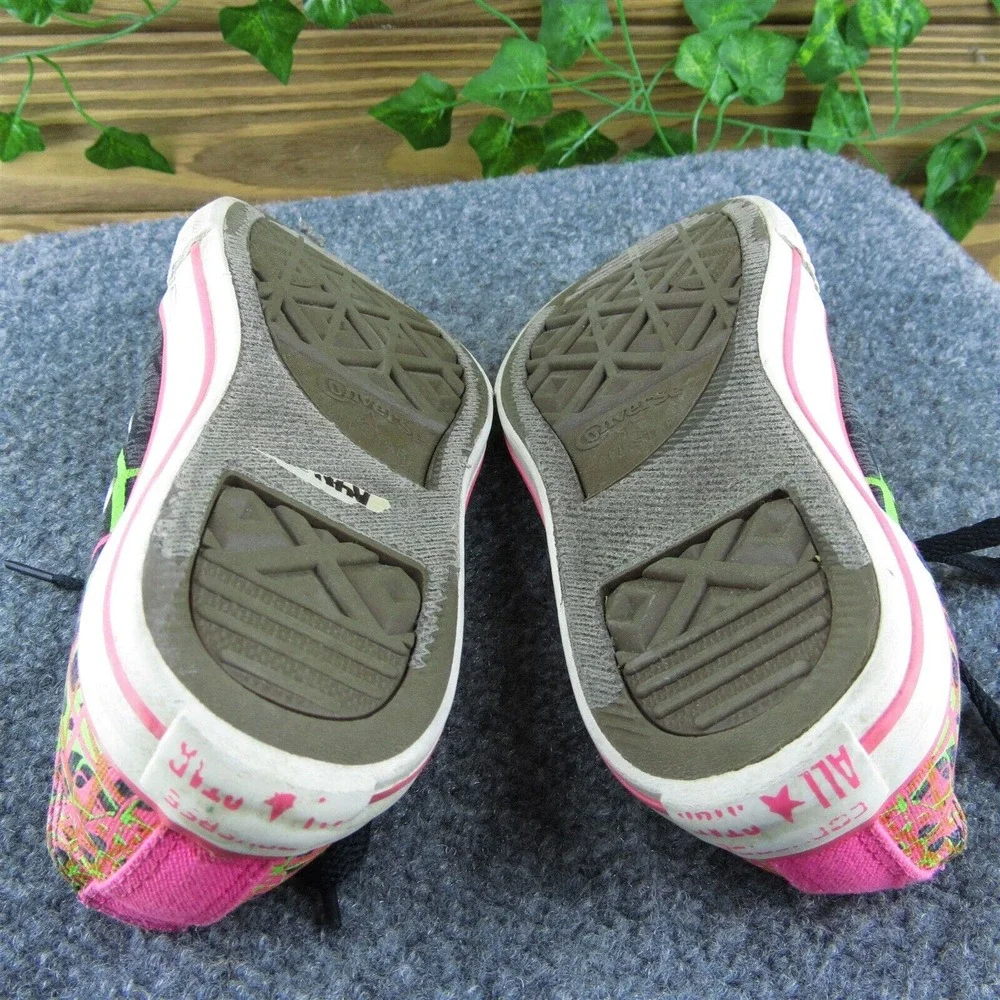 Converse Youth Girls Sneaker Shoes Black Fabric Lace Up Size 2 Medium‎